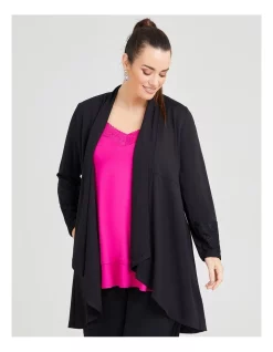 Flash Sale 💯 Taking Shape Bamboo Lace Ponte Cardigan Jacket In Black 👍