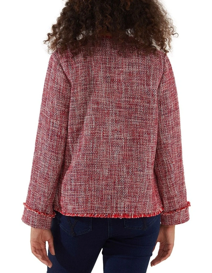 Outlet β Yarra Trail Fringed Tweed Jacket In Red π - Image 2