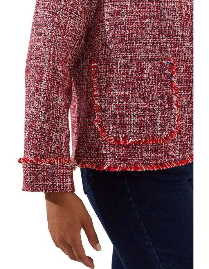Outlet β Yarra Trail Fringed Tweed Jacket In Red π - Image 4