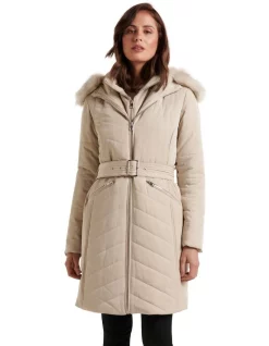 Brand new ⭐ Forever New Pia Quilted Puffer Jacket In Brown 👍