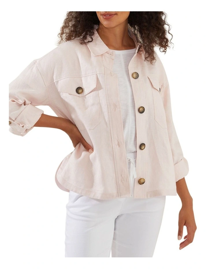 Buy βοΈ Yarra Trail Cropped Linen Jacket In Dusty Pink π§¨
