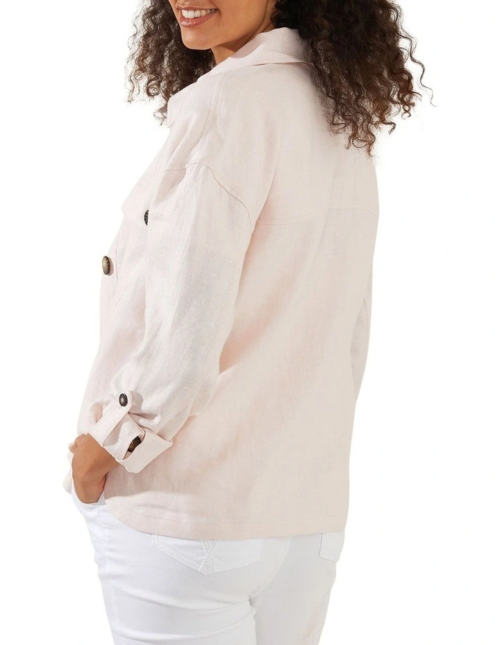 Buy βοΈ Yarra Trail Cropped Linen Jacket In Dusty Pink 𧨠- Image 2