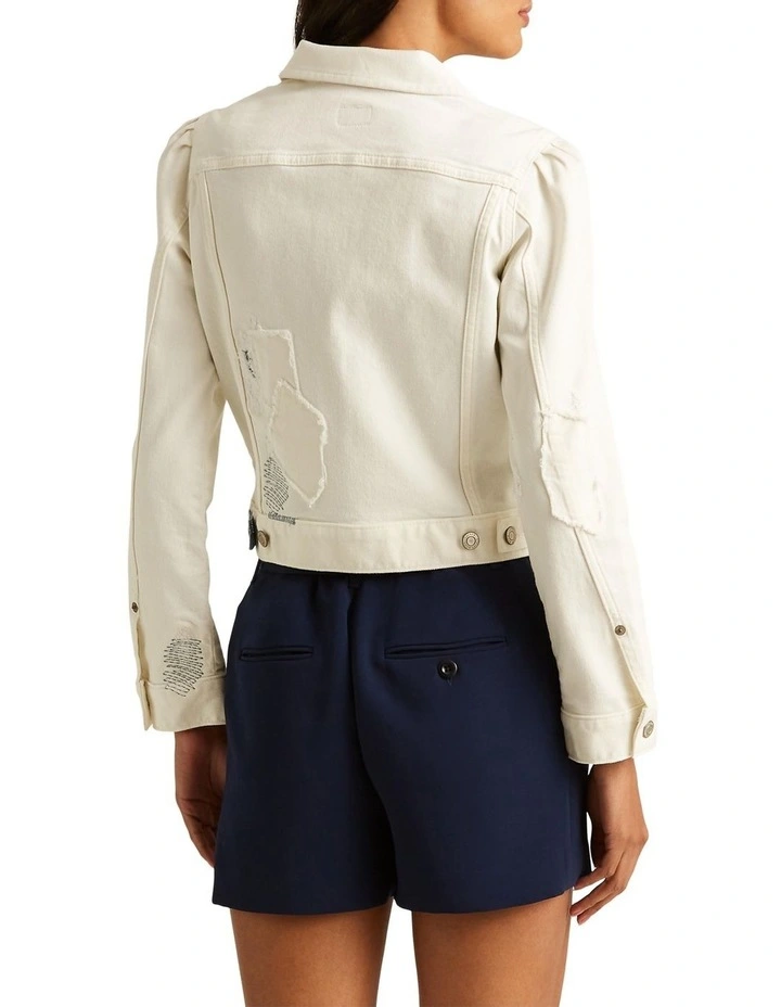 Budget β Lauren Ralph Lauren Patchwork Denim Trucker Jacket In White π - Image 2