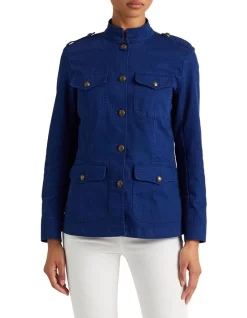 Promo 🔥 Lauren Ralph Lauren Herringbone Field Jacket In Navy Blue ⌛