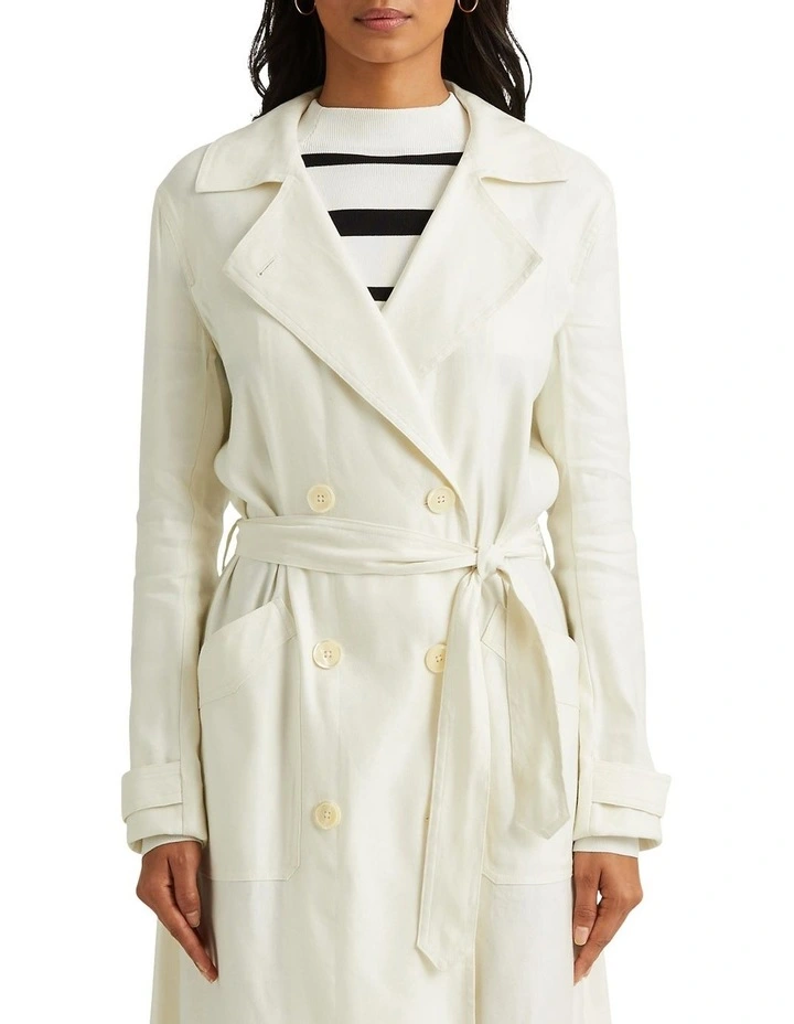 Wholesale π Lauren Ralph Lauren Linen Twill Trench π§₯ Coat In Cream β¨