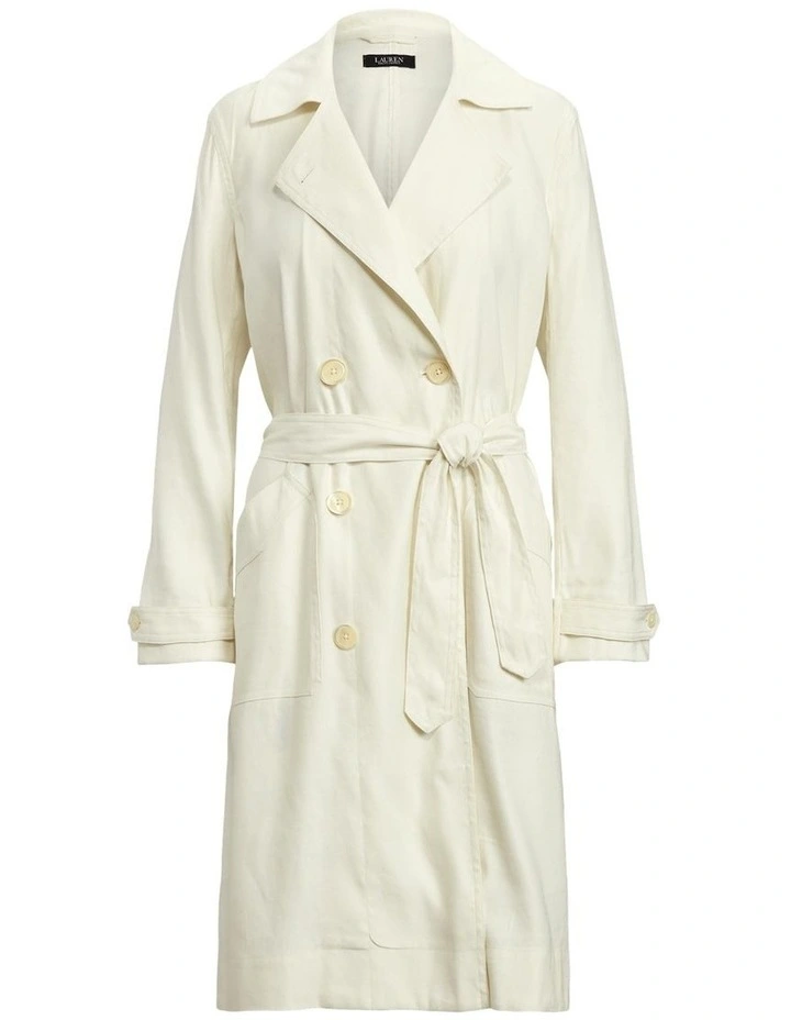 Wholesale π Lauren Ralph Lauren Linen Twill Trench π§₯ Coat In Cream β¨ - Image 4