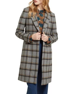 Budget 🔥 Oxford Sunny Wool Rich Check 🧥 Coat Grey/Yellow 😉