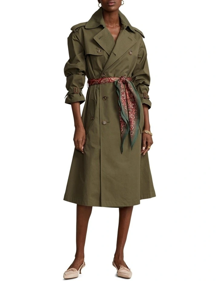 Deals π Polo Ralph Lauren Scarf-Belt Poplin Trench π§₯ Coat In Green π― - Image 3
