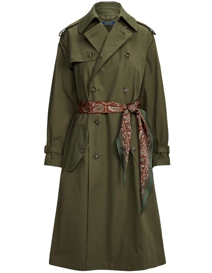 Deals π Polo Ralph Lauren Scarf-Belt Poplin Trench π§₯ Coat In Green π― - Image 4