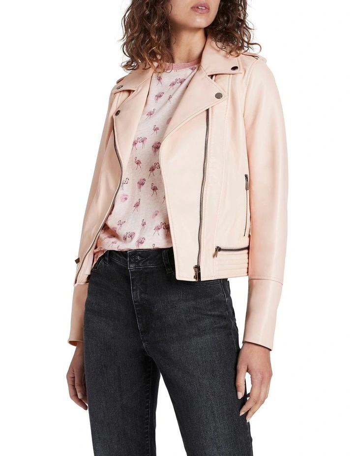 Cheap β Marcs Bennie Leather Biker Jacket Rose π