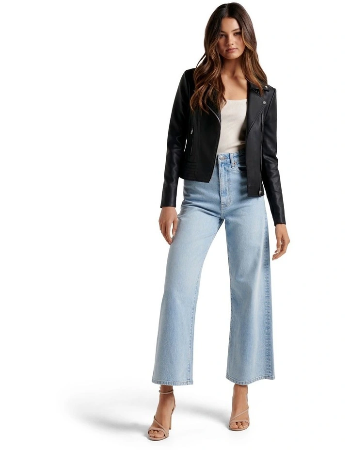 Deals π Forever New Skye Vegan Leather Biker Jacket Black β¨ - Image 5