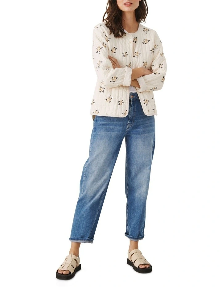 Budget π Part Two Najlapw Jacket Whitecap Gray Leaf Print π