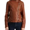 Cheap 😍 Lauren Ralph Lauren Burnished Leather Moto Jacket Brown ⭐
