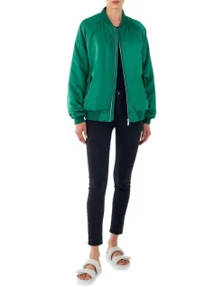 Best deal 🎉 Skin And Threads Oversized Bomber Jacket In Bottle Green ⭐