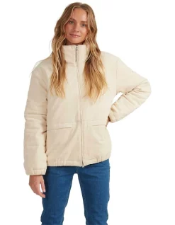 Promo ❤️ Roxy Cross The Park Corduroy Puffer Jacket In Beige ❤️
