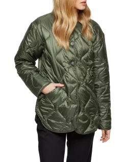 Best deal 😍 Oxford Ranie Eco Filling Quilted Puffa Jacket Olive 🛒