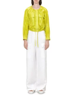 New ⌛ Veronika Maine Taffeta Bomber Jacket In Yellow ✔️