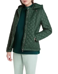 Coupon 🧨 David Lawrence Victoria Quilted Jacket In Pine Green 💯
