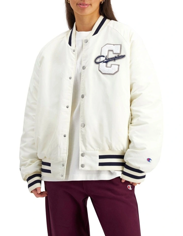 Budget π― Champion Collegiate Heritage Letterman Jacket In Chalk White β€οΈ
