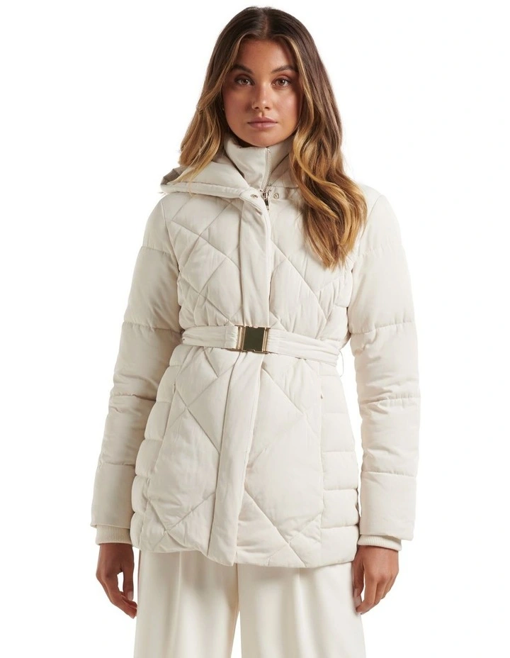 Best Sale β¨ Forever New Courtney Belted Puffer Jacket Cream π