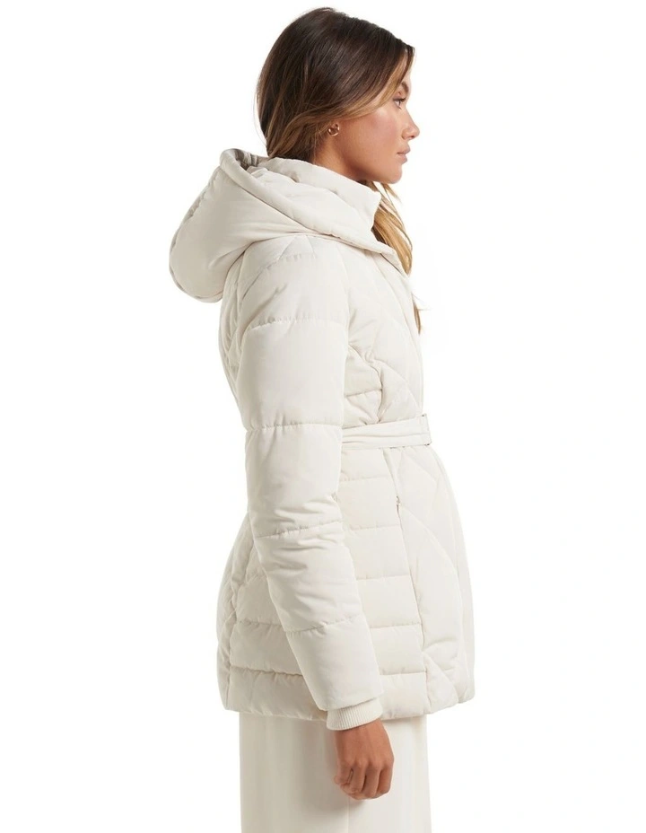 Best Sale β¨ Forever New Courtney Belted Puffer Jacket Cream π - Image 3