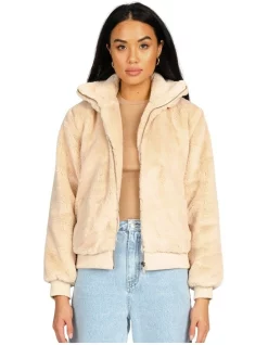 Buy 😉 Rusty Fur Bomber Jacket In Natural ✨