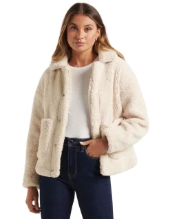 New ❤️ Forever New Sunny Borg Jacket Sand 🛒