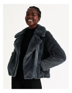 Promo ❤️ Wayne Cooper Fur Biker Jacket Ombre Blue 🎁