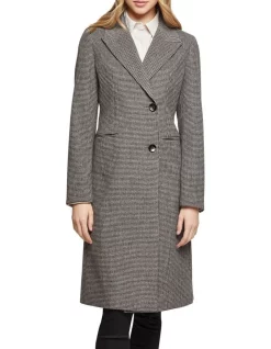 Deals ⌛ Oxford Aria Wool Rich Houndstooth 🧥 Coat Chocolate 😍