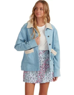 Best reviews of 💯 Roxy Almost Famous Corduroy Trucker Jacket In Blue 👏