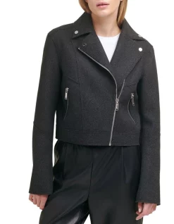 Best Pirce 🎉 DKNY Moto Cropped Jacket Graphite 🎁