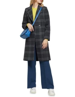 Discount 🥰 Oxford Ruby Wool Rich Check 🧥 Coat Charcoal 🔥