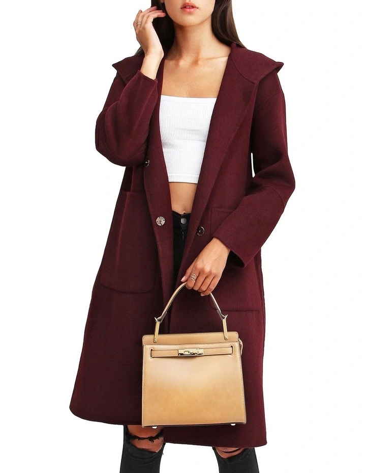 Best reviews of π Belle & Bloom Walk This Way Wool Aubergine Oversized π§₯ Coat π - Image 4