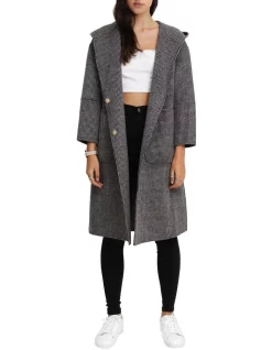 Best deal ✨ Belle & Bloom Walk This Way Wool Blend Black/White Oversized 🧥 Coat 🤩