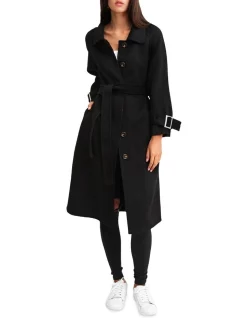 Budget 🥰 Belle & Bloom Shore To Shore Belted Black Wool 🧥 Coat 🌟