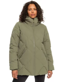 Discount 🤩 Roxy Neeva Waterproof Jacket In Deep Lichen Green 🌟