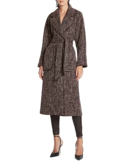 Coupon ❤️ Sass & Bide Jewel Of The Nile Wrap 🧥 Coat In Brown Tweed 🔥