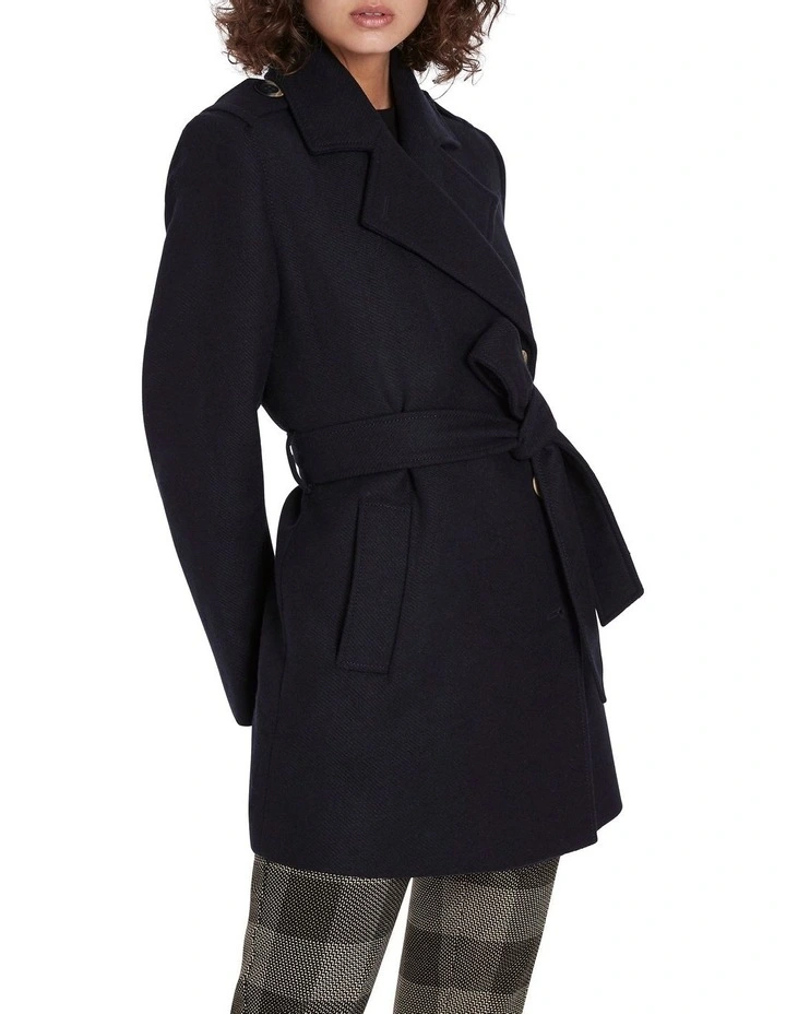 Discount βοΈ Marcs Dionne Textured π§₯ Coat In Black/Blue β