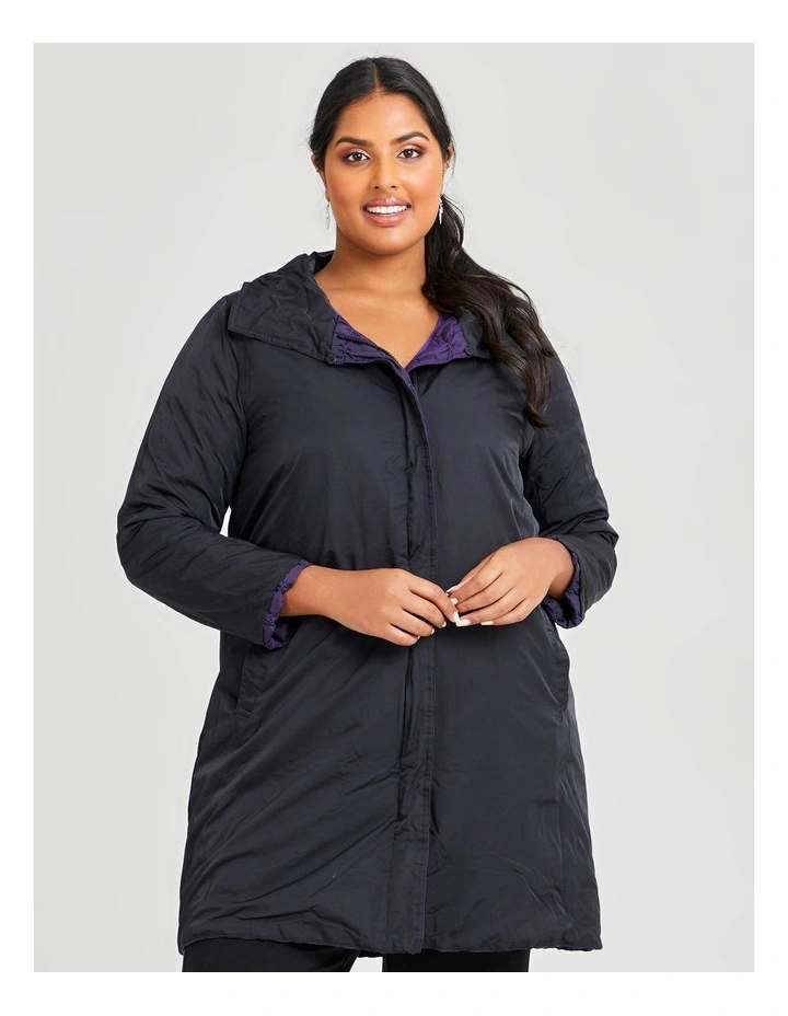 Outlet β€οΈ Taking Shape Fur Collar Taffeta Puffy π§₯ Coat In Purple Night/Black β - Image 3