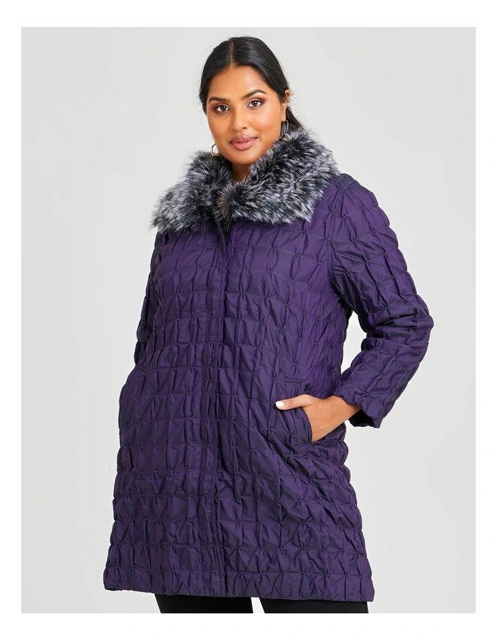 Outlet β€οΈ Taking Shape Fur Collar Taffeta Puffy π§₯ Coat In Purple Night/Black β - Image 4