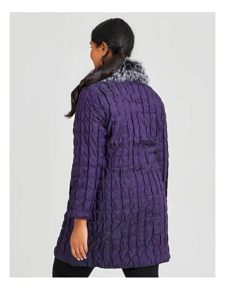 Outlet β€οΈ Taking Shape Fur Collar Taffeta Puffy π§₯ Coat In Purple Night/Black β - Image 5