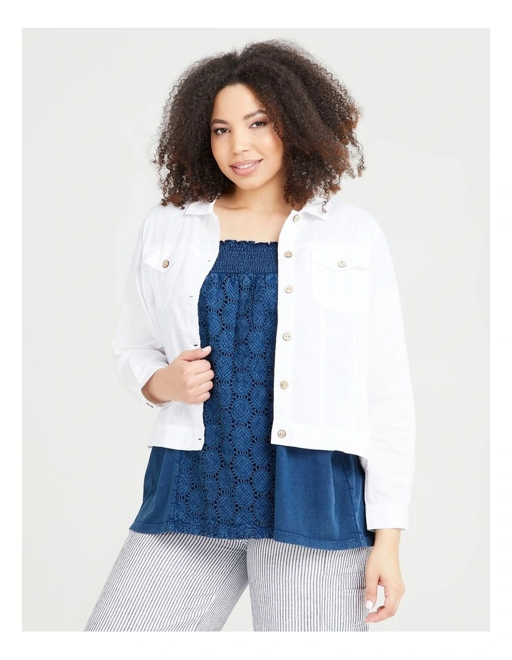Hot Sale π Taking Shape Linen Blend Jean Style Jacket In White π