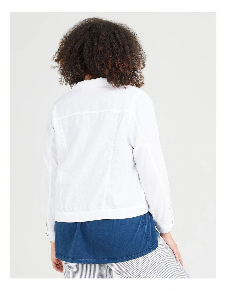 Hot Sale π Taking Shape Linen Blend Jean Style Jacket In White π - Image 2