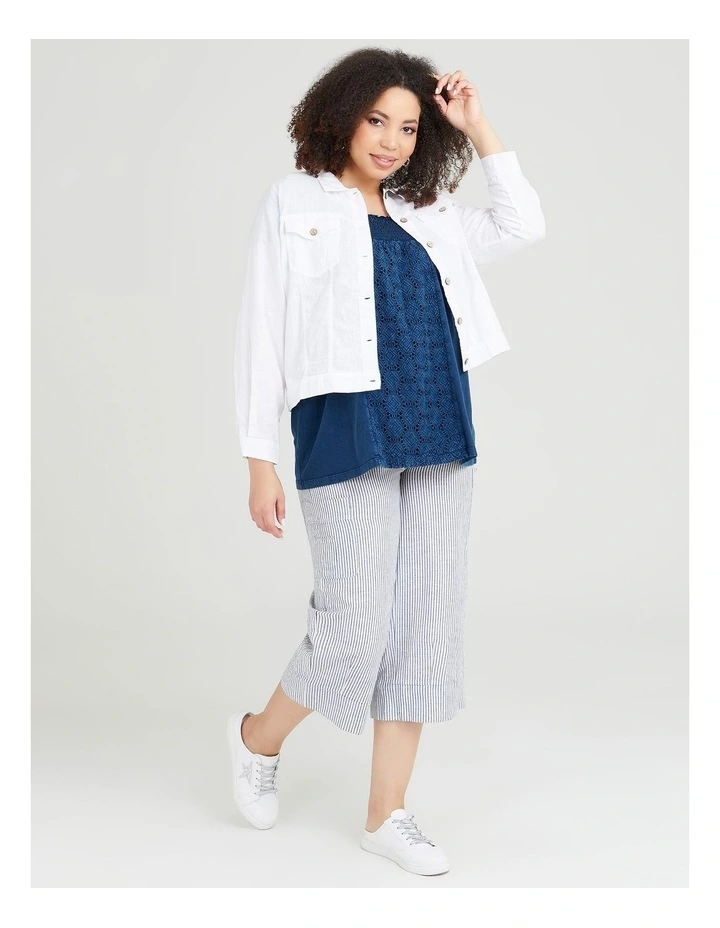 Hot Sale π Taking Shape Linen Blend Jean Style Jacket In White π - Image 3