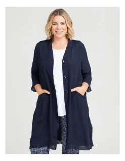 New ❤️ Taking Shape Crinkle Crush Natural Duster Dark Indigo 🧨